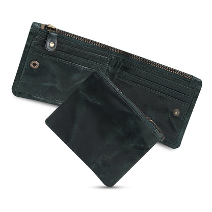 BBELLE CO Minimalist Crunch Zip Wallet for Men Leather Slimfold Wallet