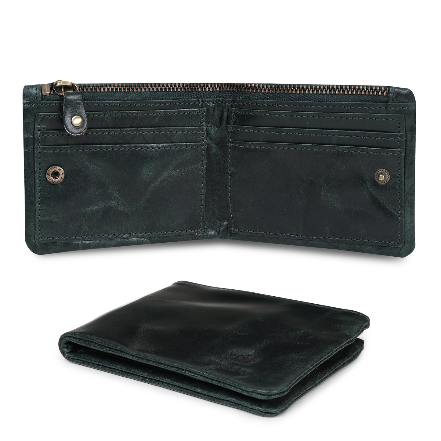 BBELLE CO Minimalist Crunch Zip Wallet for Men Leather Slimfold Wallet