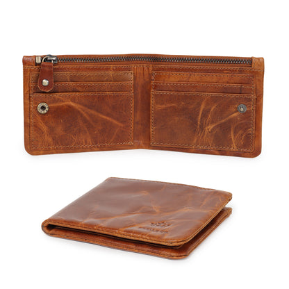 BBELLE CO Minimalist Crunch Zip Wallet for Men Leather Slimfold Wallet