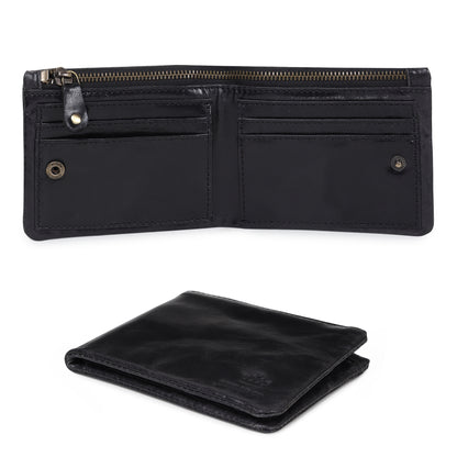 BBELLE CO Minimalist Crunch Zip Wallet for Men Leather Slimfold Wallet